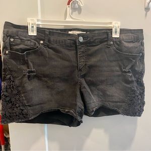 Torrid Plus Size Black Denim Lace Shorts
